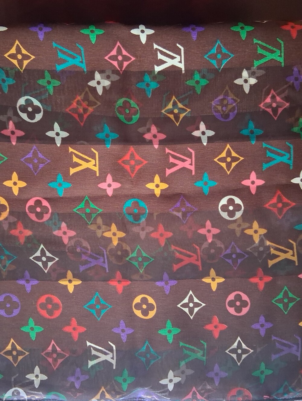 VINTAGE LOUIS VUITTON LOGO Scarf Long Multi Color Logo LV - Picture 2 of 11